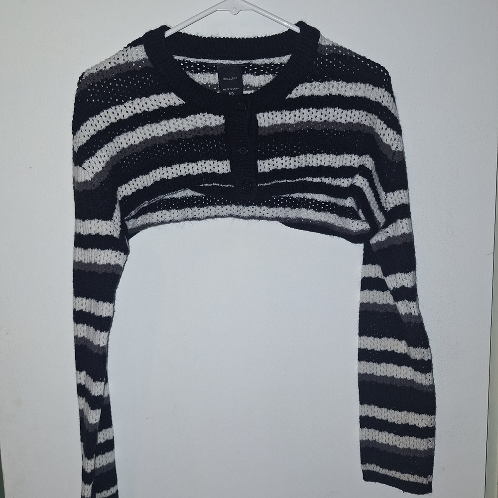 Elegant Black and White Striped Women's Sweater